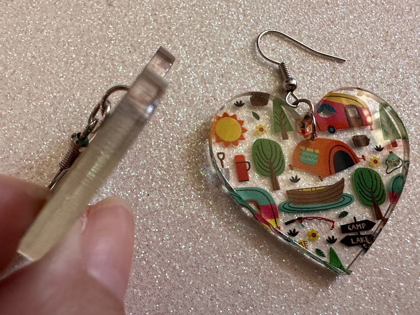 Camping Earrings: Laser Cut Acrylic Campsites, Tent, Glamping, Camp Fire, Forest, Nature, Travel, Adventure, Trip, Gifts for Her/Him/Them