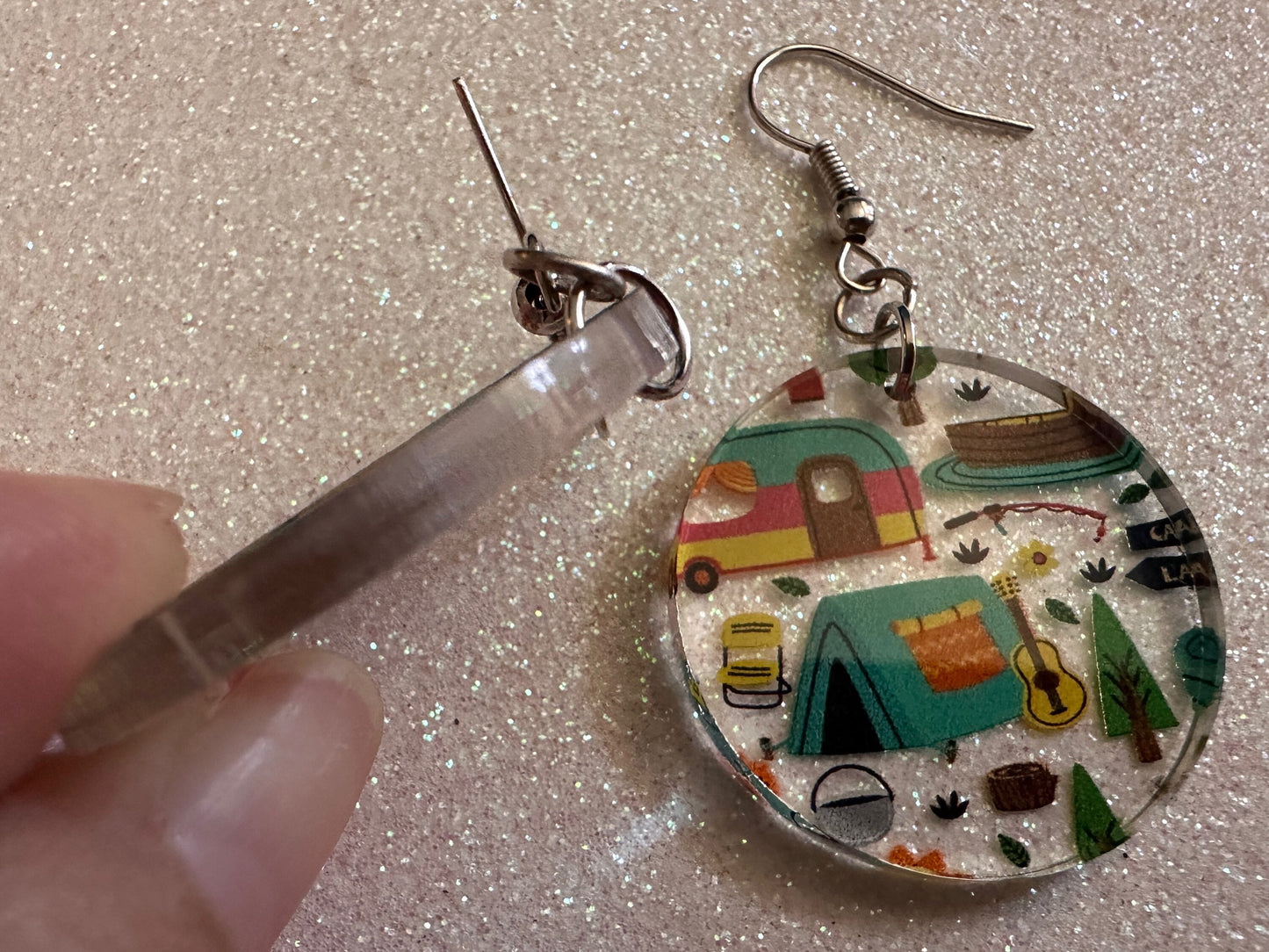 Camping Earrings: Laser Cut Acrylic Campsites, Tent, Glamping, Camp Fire, Forest, Nature, Travel, Adventure, Trip, Gifts for Her/Him/Them