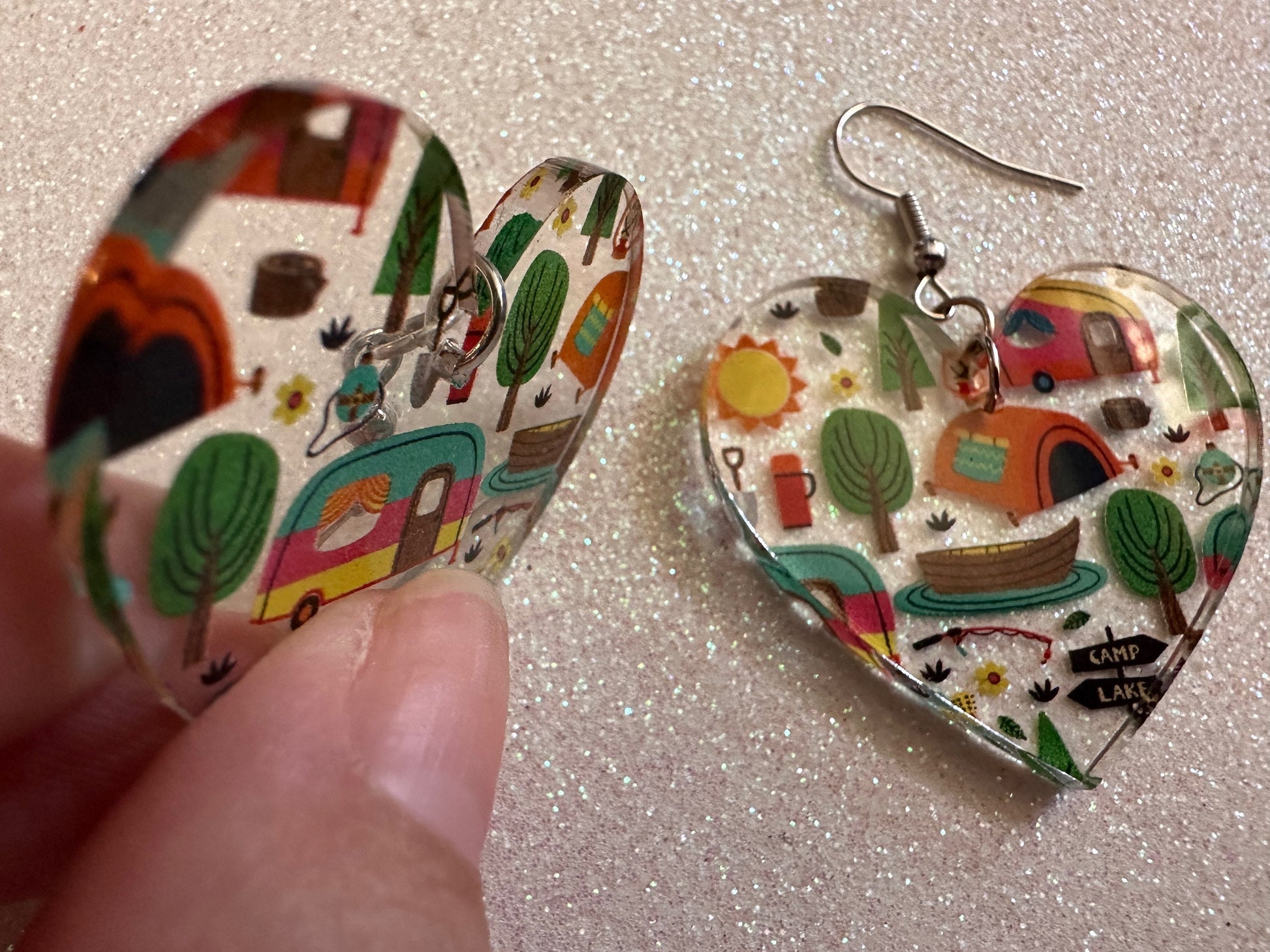 Camping Earrings: Laser Cut Acrylic Campsites, Tent, Glamping, Camp Fire, Forest, Nature, Travel, Adventure, Trip, Gifts for Her/Him/Them