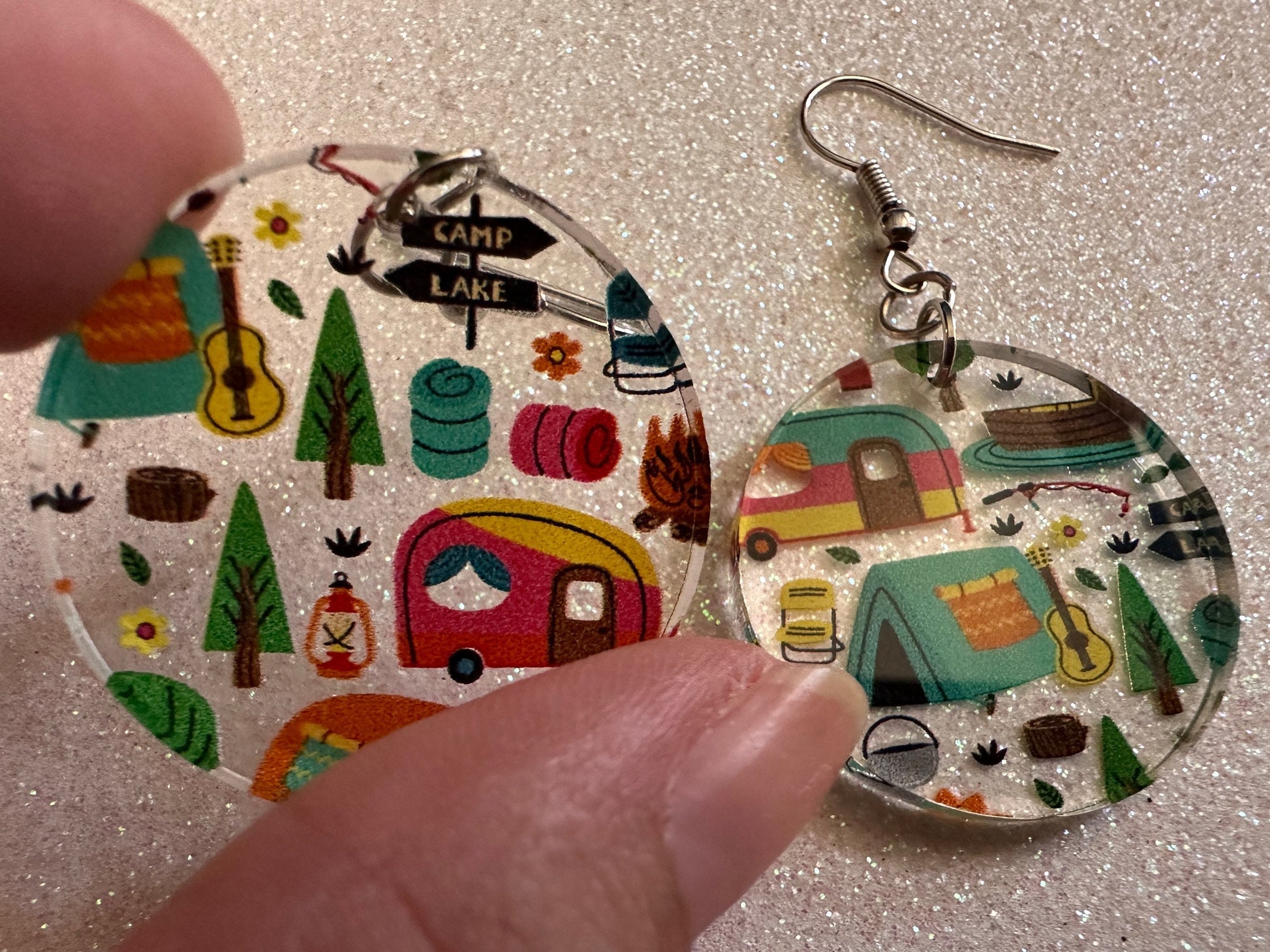 Camping Earrings: Laser Cut Acrylic Campsites, Tent, Glamping, Camp Fire, Forest, Nature, Travel, Adventure, Trip, Gifts for Her/Him/Them