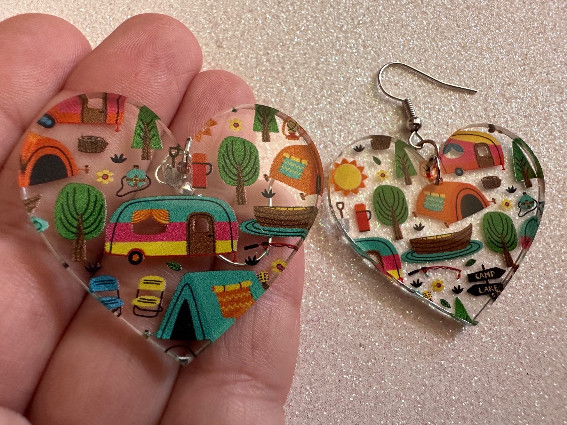 Camping Earrings: Laser Cut Acrylic Campsites, Tent, Glamping, Camp Fire, Forest, Nature, Travel, Adventure, Trip, Gifts for Her/Him/Them