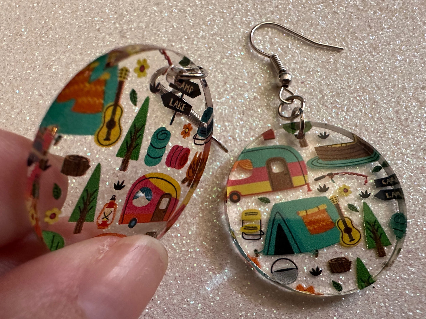 Camping Earrings: Laser Cut Acrylic Campsites, Tent, Glamping, Camp Fire, Forest, Nature, Travel, Adventure, Trip, Gifts for Her/Him/Them