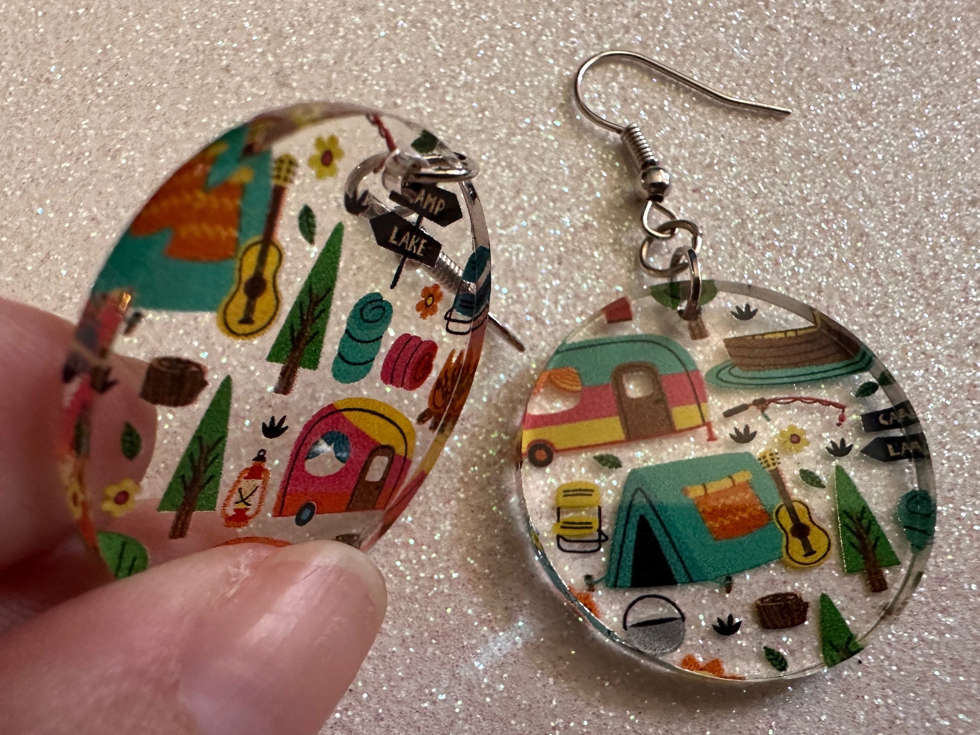 Camping Earrings: Laser Cut Acrylic Campsites, Tent, Glamping, Camp Fire, Forest, Nature, Travel, Adventure, Trip, Gifts for Her/Him/Them