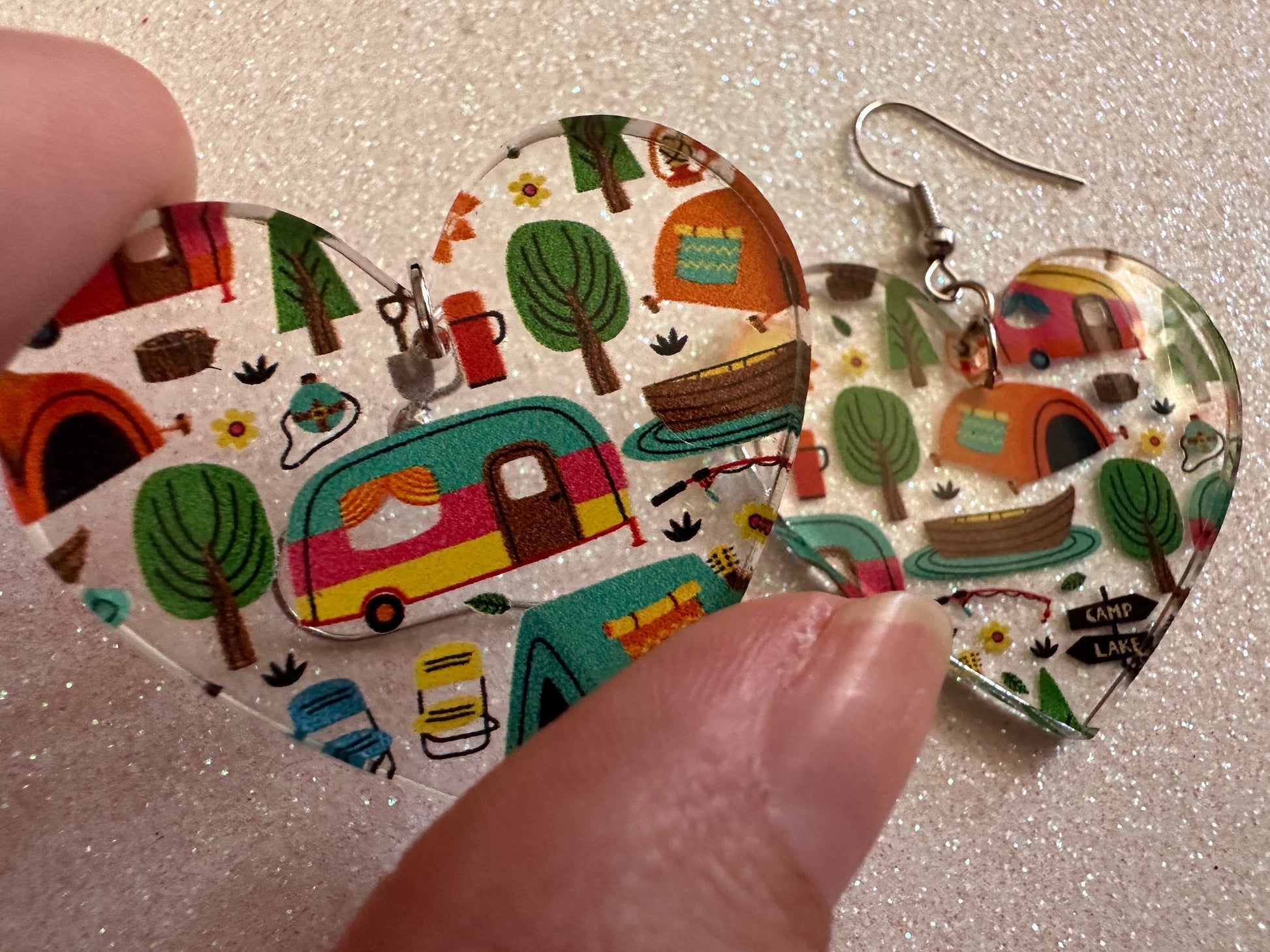 Camping Earrings: Laser Cut Acrylic Campsites, Tent, Glamping, Camp Fire, Forest, Nature, Travel, Adventure, Trip, Gifts for Her/Him/Them