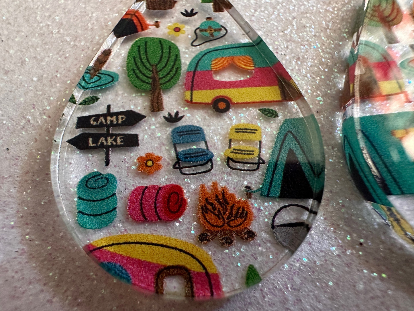 Camping Earrings: Laser Cut Acrylic Campsites, Tent, Glamping, Camp Fire, Forest, Nature, Travel, Adventure, Trip, Gifts for Her/Him/Them