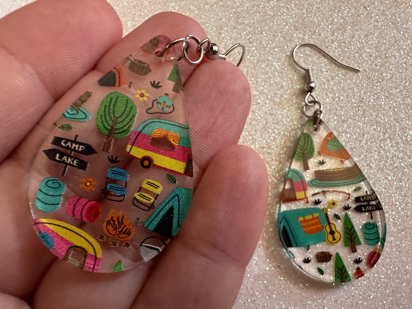 Camping Earrings: Laser Cut Acrylic Campsites, Tent, Glamping, Camp Fire, Forest, Nature, Travel, Adventure, Trip, Gifts for Her/Him/Them