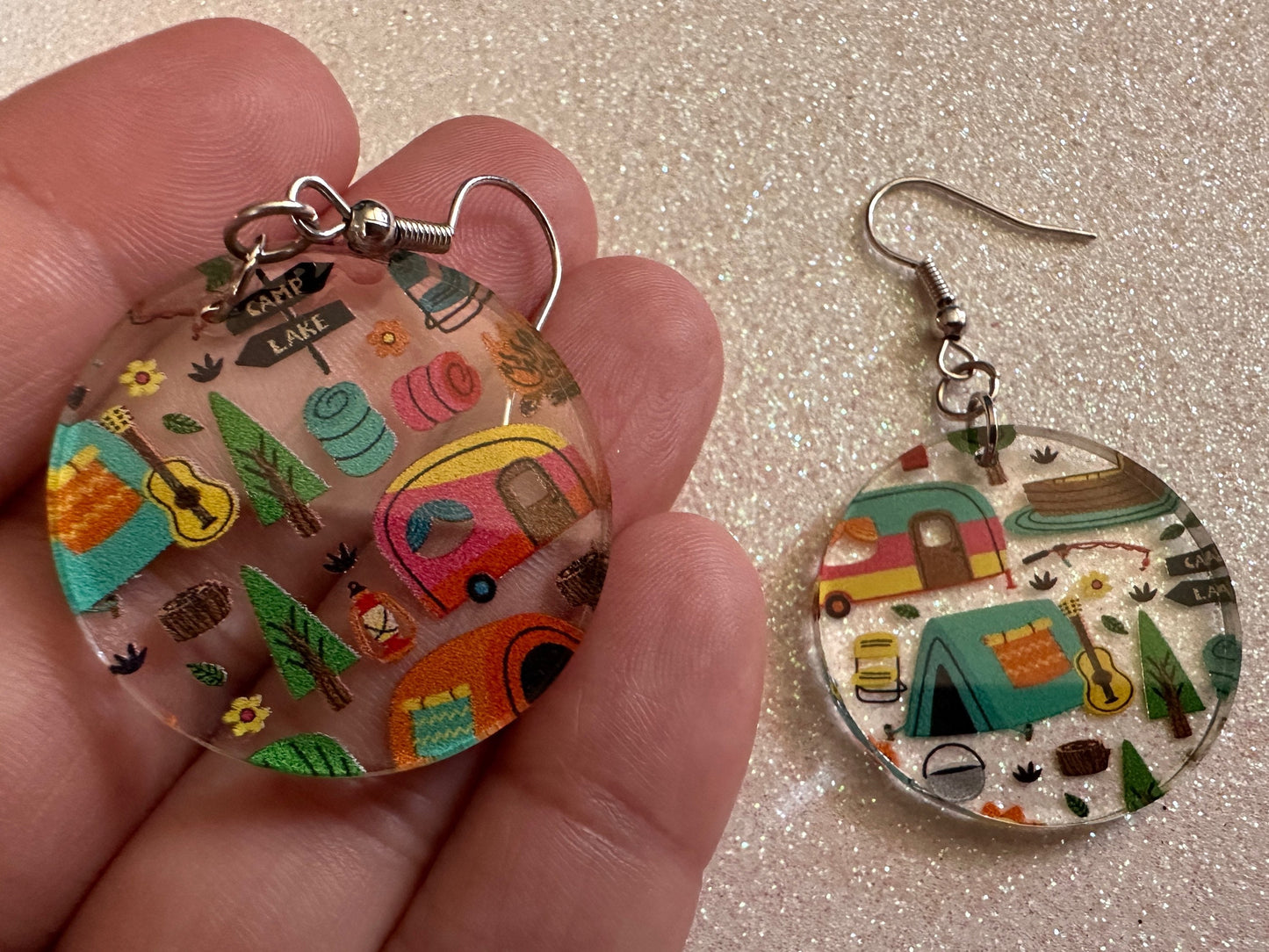 Camping Earrings: Laser Cut Acrylic Campsites, Tent, Glamping, Camp Fire, Forest, Nature, Travel, Adventure, Trip, Gifts for Her/Him/Them