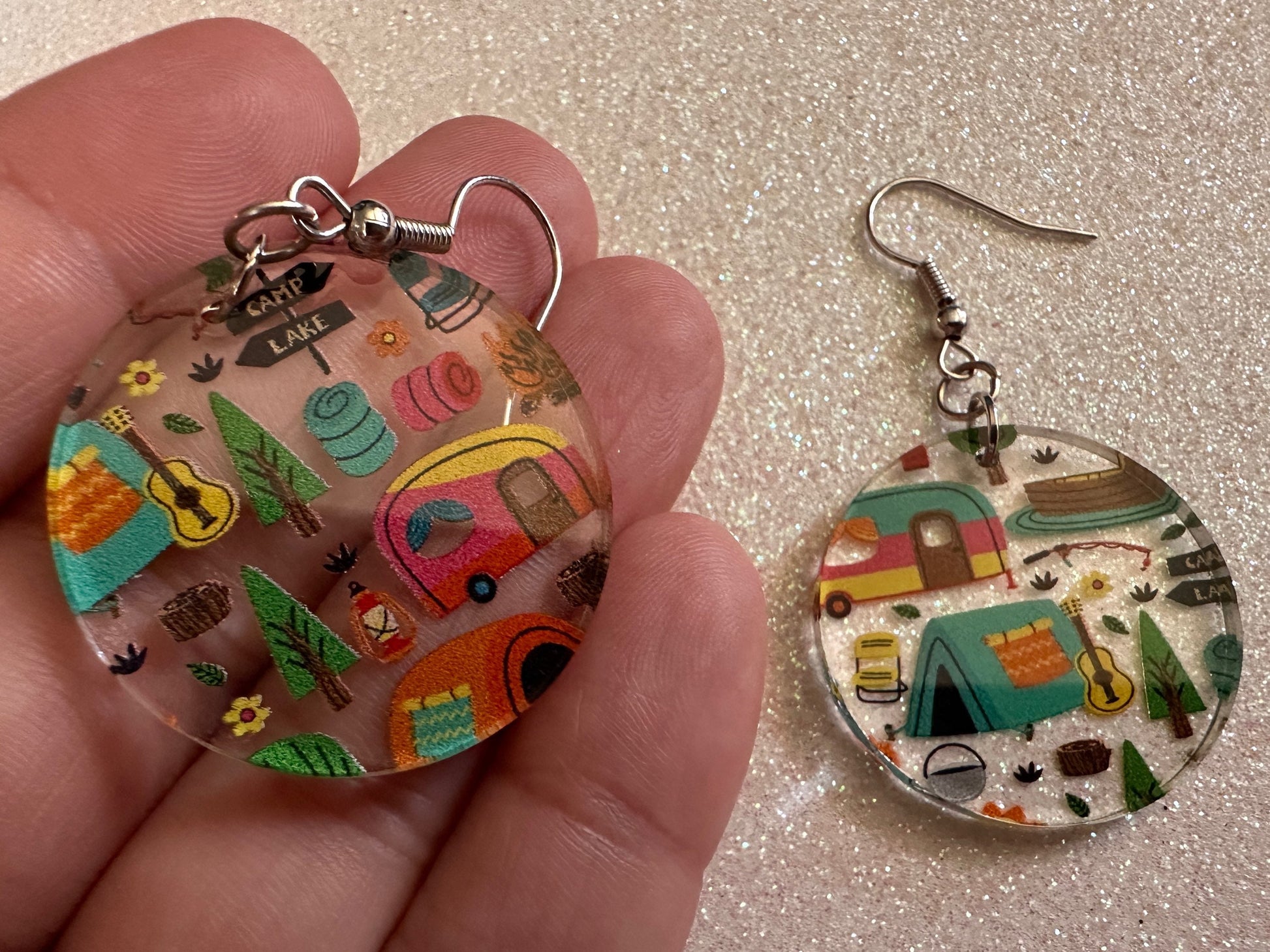 Camping Earrings: Laser Cut Acrylic Campsites, Tent, Glamping, Camp Fire, Forest, Nature, Travel, Adventure, Trip, Gifts for Her/Him/Them