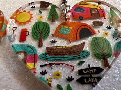 Camping Earrings: Laser Cut Acrylic Campsites, Tent, Glamping, Camp Fire, Forest, Nature, Travel, Adventure, Trip, Gifts for Her/Him/Them