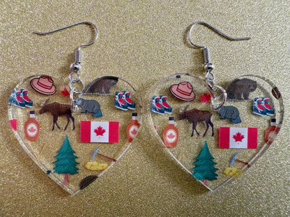 Canada Earrings: Laser Cut Acrylic Canada Flair, Moose, Maple Syrup, Maple Leaf, Canadian Pride, Novelty, Best Gifts for Her/Him/Them