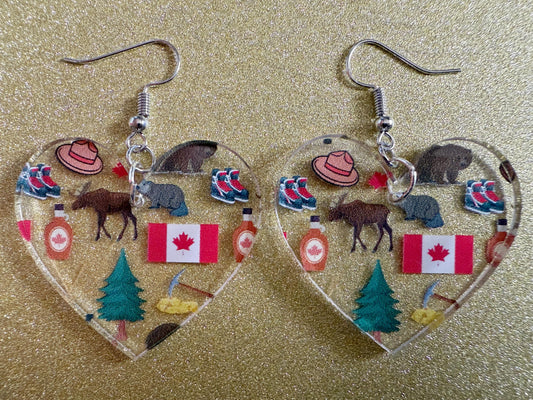 Canada Earrings: Laser Cut Acrylic Canada Flair, Moose, Maple Syrup, Maple Leaf, Canadian Pride, Novelty, Best Gifts for Her/Him/Them