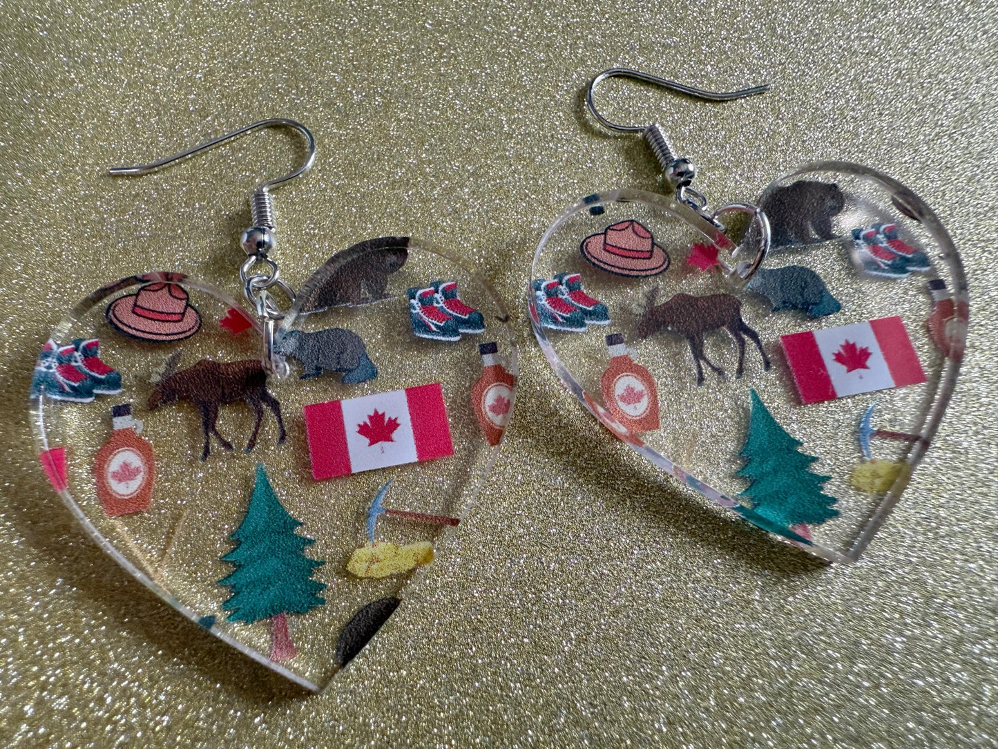 Canada Earrings: Laser Cut Acrylic Canada Flair, Moose, Maple Syrup, Maple Leaf, Canadian Pride, Novelty, Best Gifts for Her/Him/Them