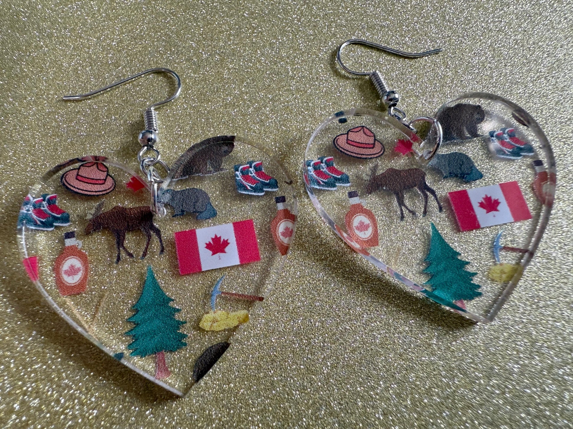 Canada Earrings: Laser Cut Acrylic Canada Flair, Moose, Maple Syrup, Maple Leaf, Canadian Pride, Novelty, Best Gifts for Her/Him/Them