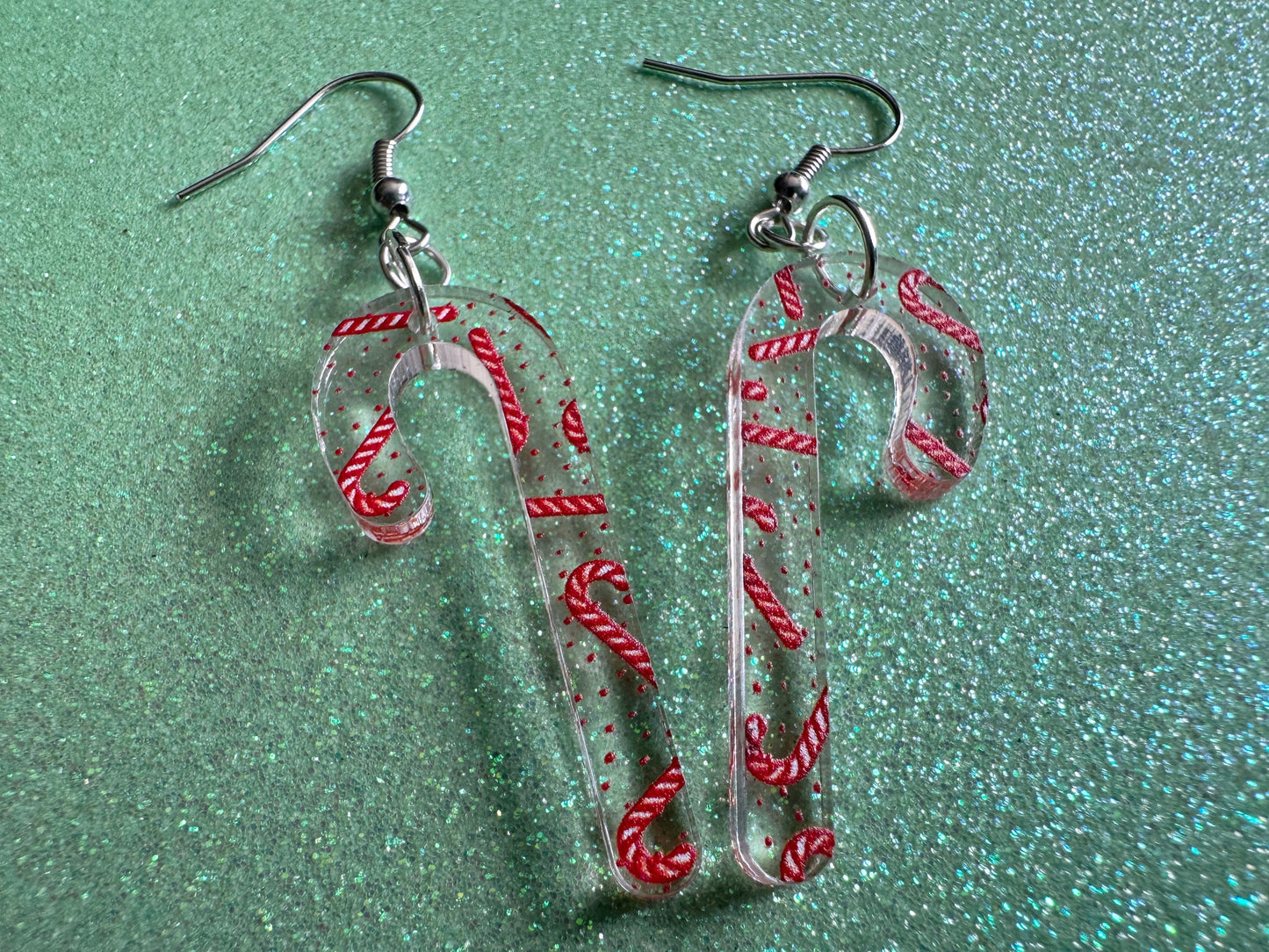 Candy Cane Earrings: Laser Cut Acrylic Candy Canes, Christmas Earrings, Holiday Dessert, Holidays, Sweet Tooth, Best Gifts for Her/Him/Them