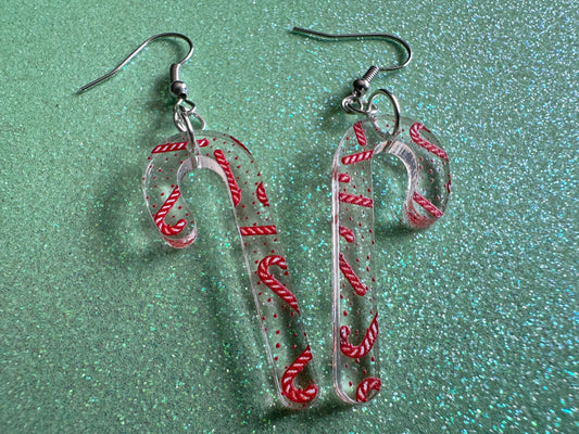 Candy Cane Earrings: Laser Cut Acrylic Candy Canes, Christmas Earrings, Holiday Dessert, Holidays, Sweet Tooth, Best Gifts for Her/Him/Them
