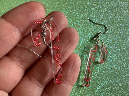 Candy Cane Earrings: Laser Cut Acrylic Candy Canes, Christmas Earrings, Holiday Dessert, Holidays, Sweet Tooth, Best Gifts for Her/Him/Them