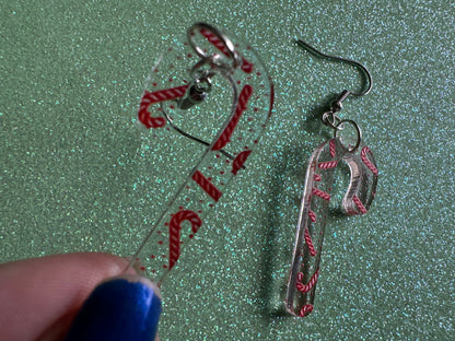 Candy Cane Earrings: Laser Cut Acrylic Candy Canes, Christmas Earrings, Holiday Dessert, Holidays, Sweet Tooth, Best Gifts for Her/Him/Them