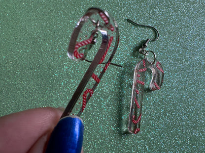 Candy Cane Earrings: Laser Cut Acrylic Candy Canes, Christmas Earrings, Holiday Dessert, Holidays, Sweet Tooth, Best Gifts for Her/Him/Them