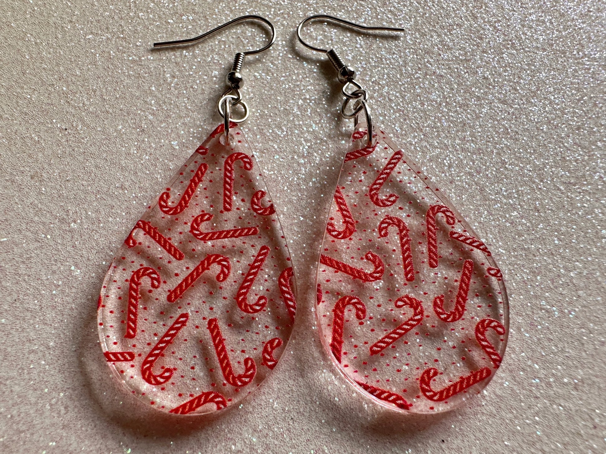 Candy Cane Earrings: Laser Cut Acrylic Candy Canes, Christmas Earrings, Holidays, Dessert, Holidays, Sweet Tooth, Gifts for Her/Him/Them