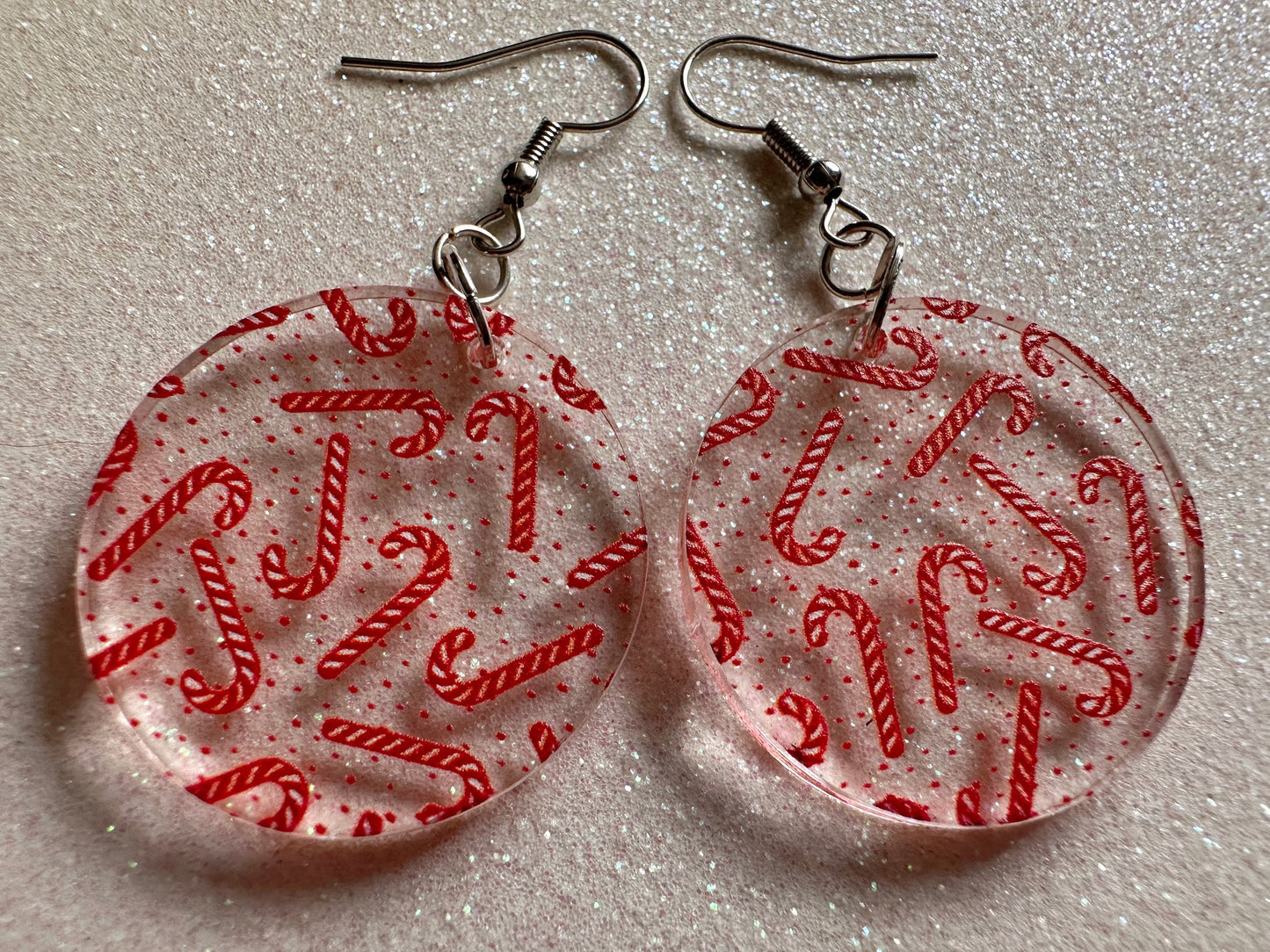 Candy Cane Earrings: Laser Cut Acrylic Candy Canes, Christmas Earrings, Holidays, Dessert, Holidays, Sweet Tooth, Gifts for Her/Him/Them