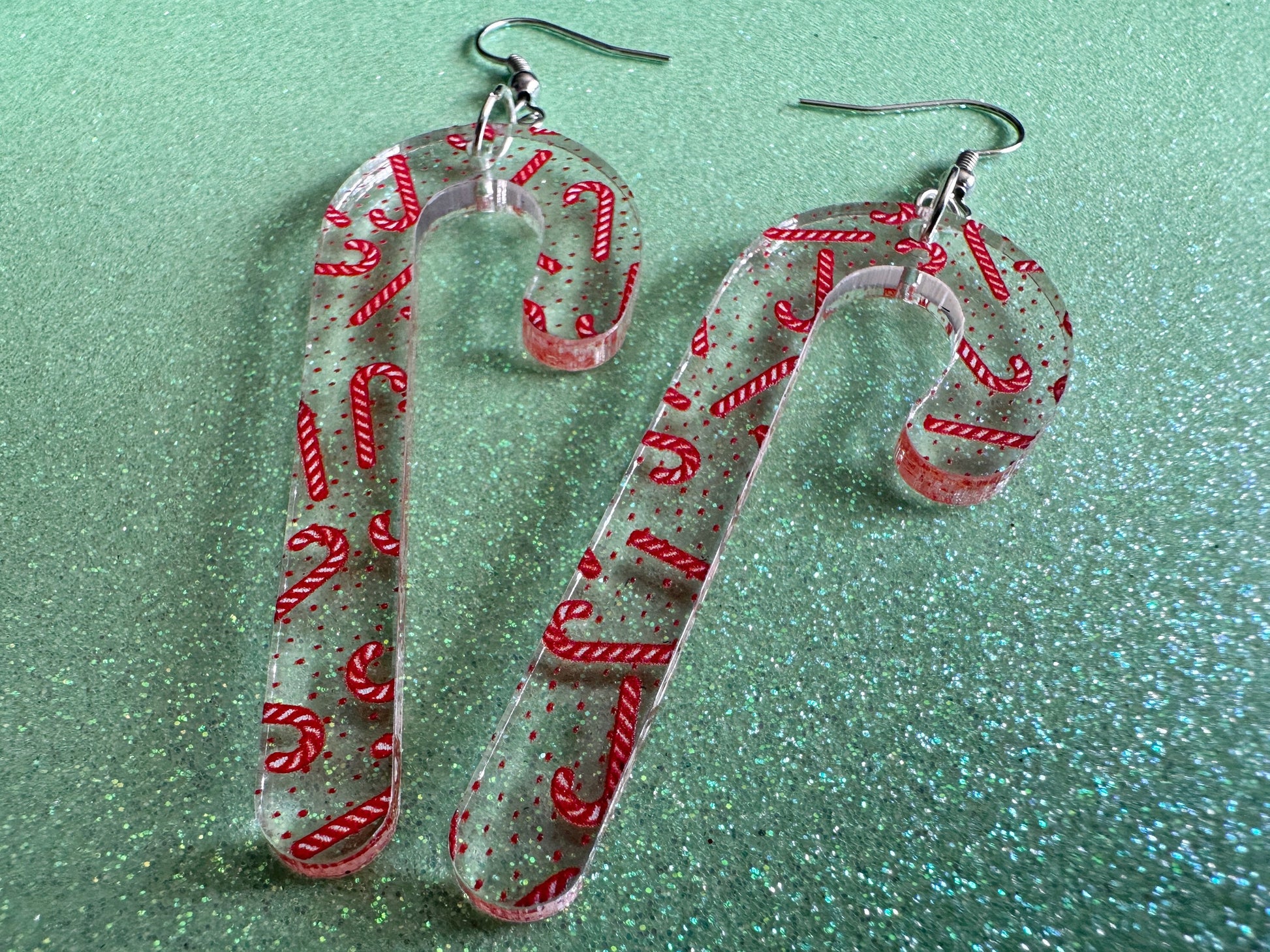 Candy Cane Earrings: Laser Cut Acrylic Candy Canes, Christmas Earrings, Holidays, Dessert, Holidays, Sweet Tooth, Gifts for Her/Him/Them