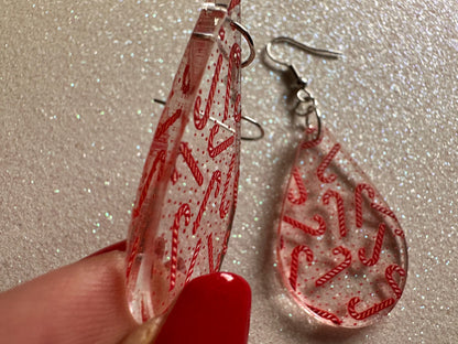 Candy Cane Earrings: Laser Cut Acrylic Candy Canes, Christmas Earrings, Holidays, Dessert, Holidays, Sweet Tooth, Gifts for Her/Him/Them