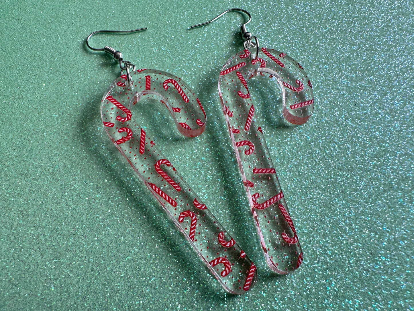 Candy Cane Earrings: Laser Cut Acrylic Candy Canes, Christmas Earrings, Holidays, Dessert, Holidays, Sweet Tooth, Gifts for Her/Him/Them