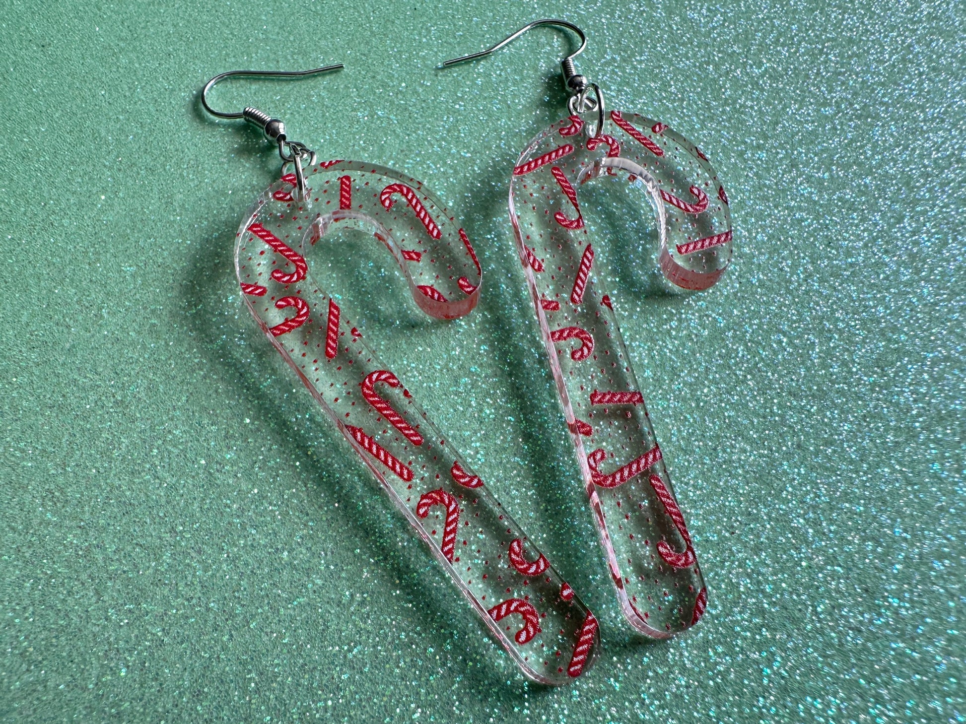 Candy Cane Earrings: Laser Cut Acrylic Candy Canes, Christmas Earrings, Holidays, Dessert, Holidays, Sweet Tooth, Gifts for Her/Him/Them