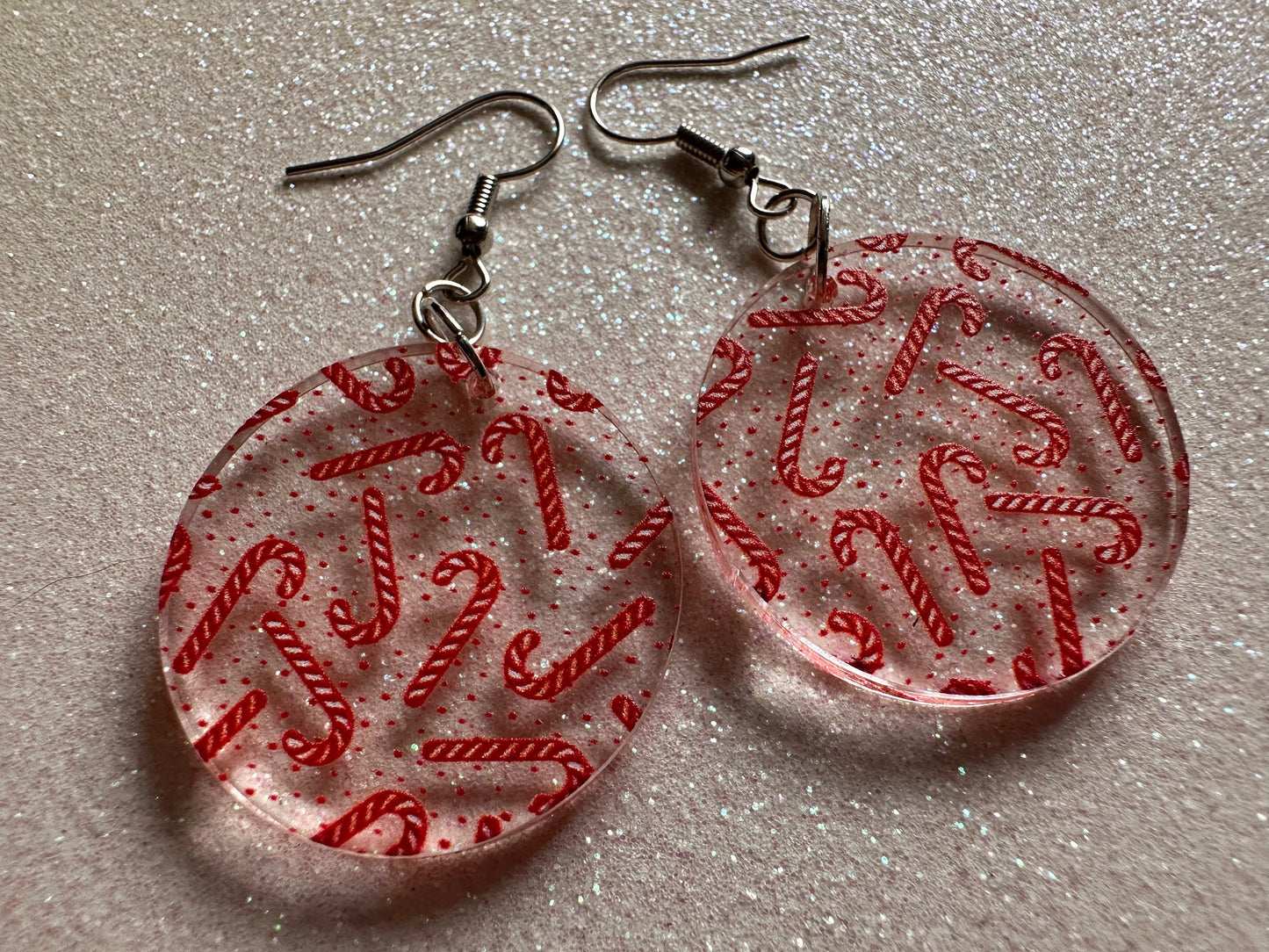 Candy Cane Earrings: Laser Cut Acrylic Candy Canes, Christmas Earrings, Holidays, Dessert, Holidays, Sweet Tooth, Gifts for Her/Him/Them