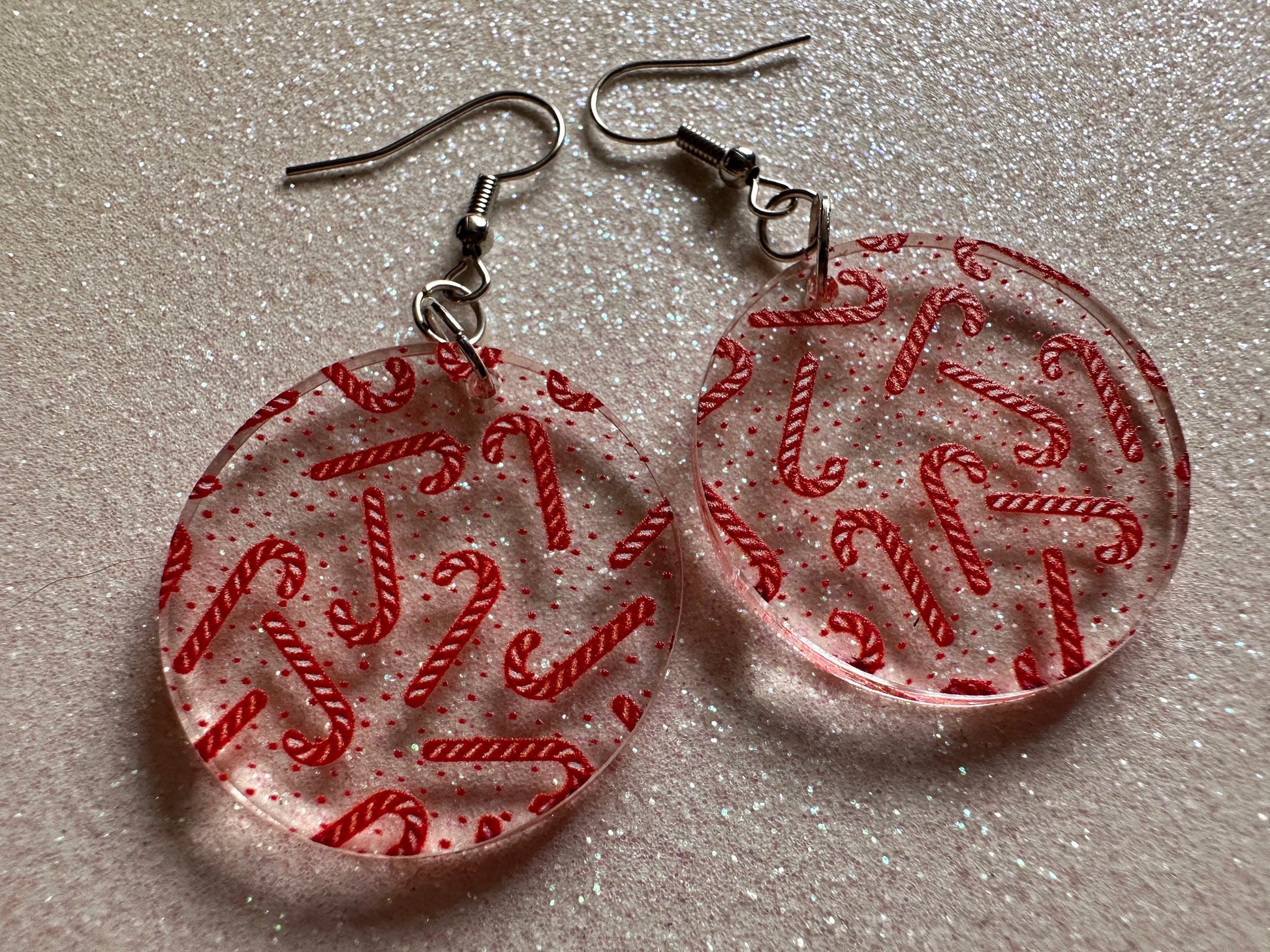 Candy Cane Earrings: Laser Cut Acrylic Candy Canes, Christmas Earrings, Holidays, Dessert, Holidays, Sweet Tooth, Gifts for Her/Him/Them