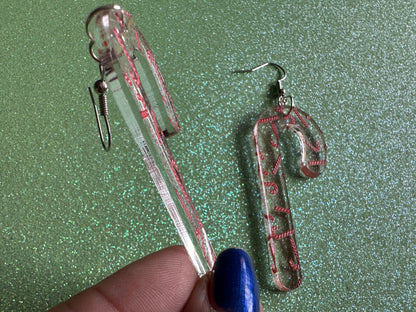 Candy Cane Earrings: Laser Cut Acrylic Candy Canes, Christmas Earrings, Holidays, Dessert, Holidays, Sweet Tooth, Gifts for Her/Him/Them