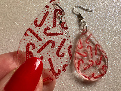 Candy Cane Earrings: Laser Cut Acrylic Candy Canes, Christmas Earrings, Holidays, Dessert, Holidays, Sweet Tooth, Gifts for Her/Him/Them