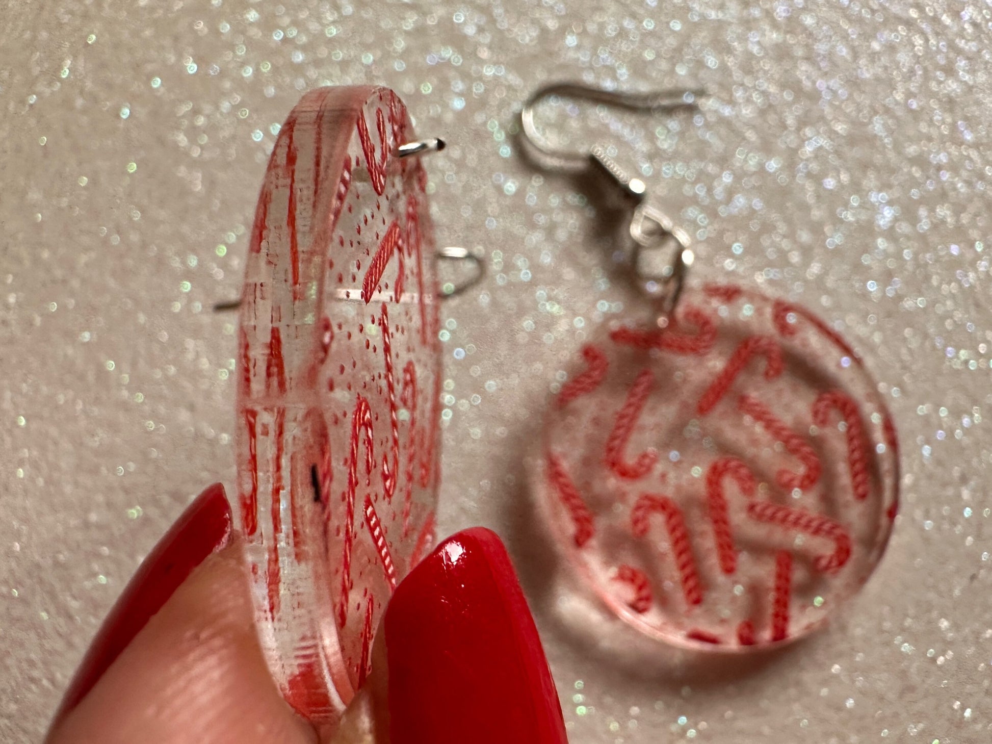 Candy Cane Earrings: Laser Cut Acrylic Candy Canes, Christmas Earrings, Holidays, Dessert, Holidays, Sweet Tooth, Gifts for Her/Him/Them
