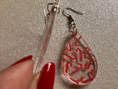 Candy Cane Earrings: Laser Cut Acrylic Candy Canes, Christmas Earrings, Holidays, Dessert, Holidays, Sweet Tooth, Gifts for Her/Him/Them