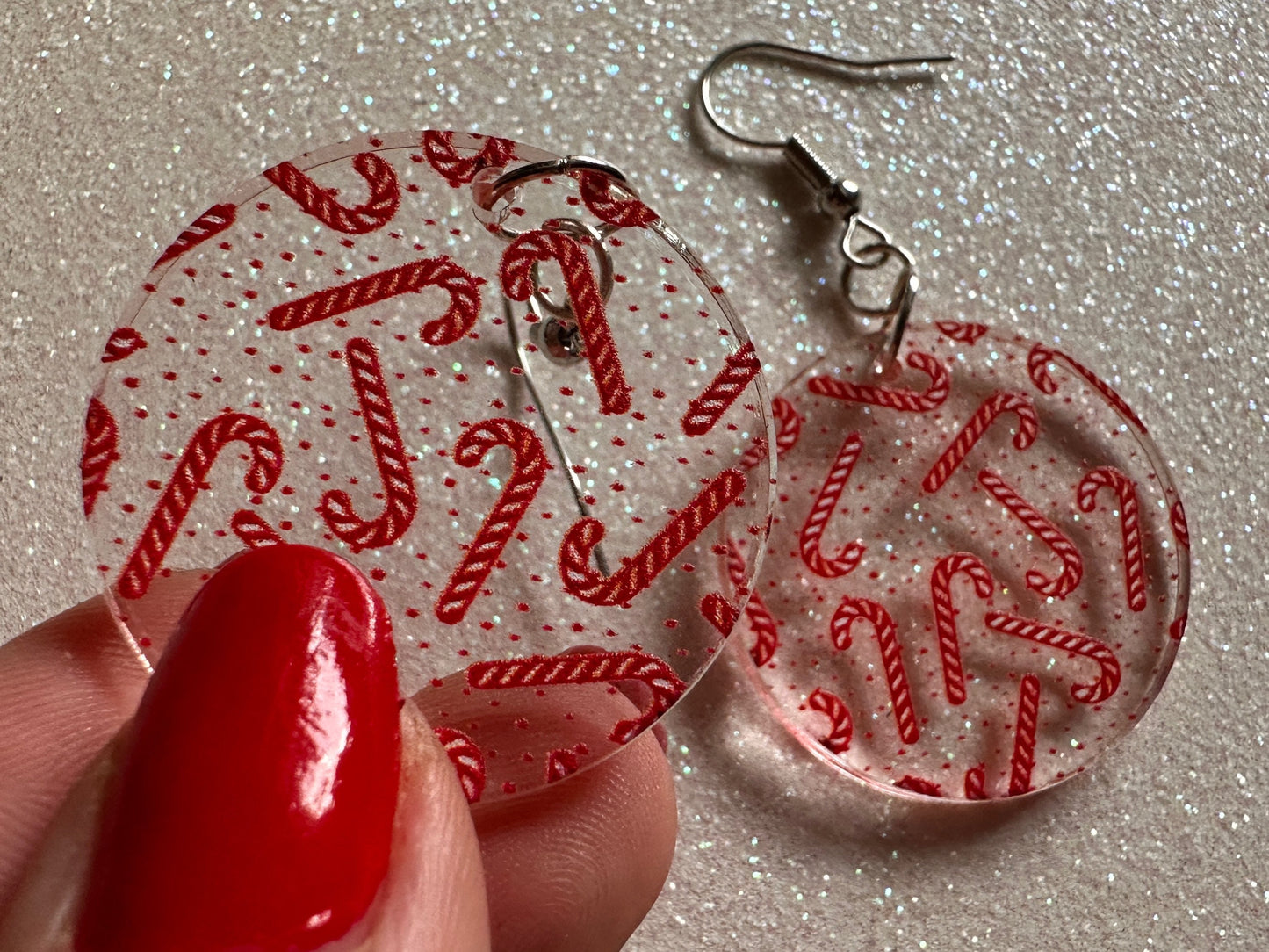 Candy Cane Earrings: Laser Cut Acrylic Candy Canes, Christmas Earrings, Holidays, Dessert, Holidays, Sweet Tooth, Gifts for Her/Him/Them