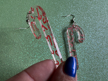 Candy Cane Earrings: Laser Cut Acrylic Candy Canes, Christmas Earrings, Holidays, Dessert, Holidays, Sweet Tooth, Gifts for Her/Him/Them
