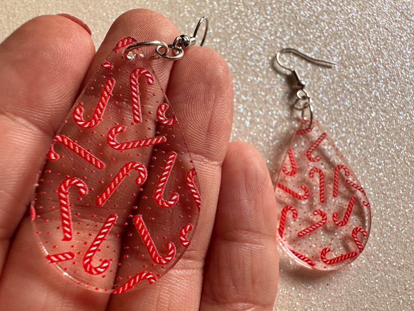 Candy Cane Earrings: Laser Cut Acrylic Candy Canes, Christmas Earrings, Holidays, Dessert, Holidays, Sweet Tooth, Gifts for Her/Him/Them