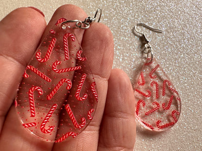 Candy Cane Earrings: Laser Cut Acrylic Candy Canes, Christmas Earrings, Holidays, Dessert, Holidays, Sweet Tooth, Gifts for Her/Him/Them