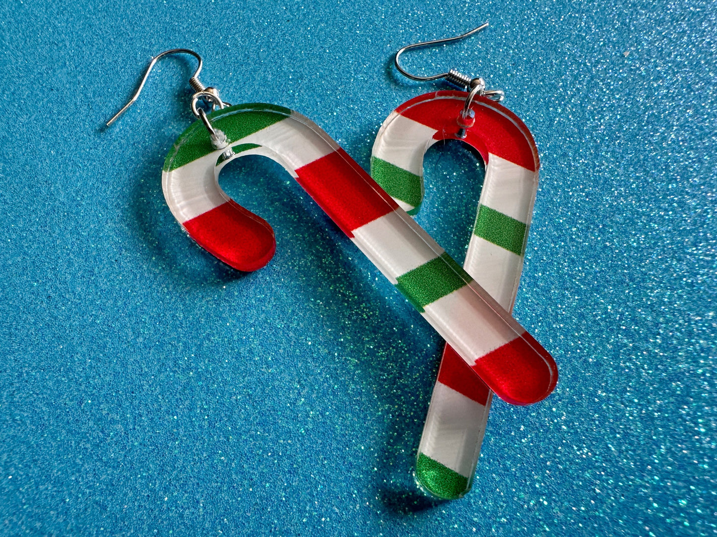 Candy Cane Earrings: Laser Cut Acrylic Christmas Earrings, Holidays, Dessert, Holidays, Sweet Tooth, Best Gifts for Her/Him/Them