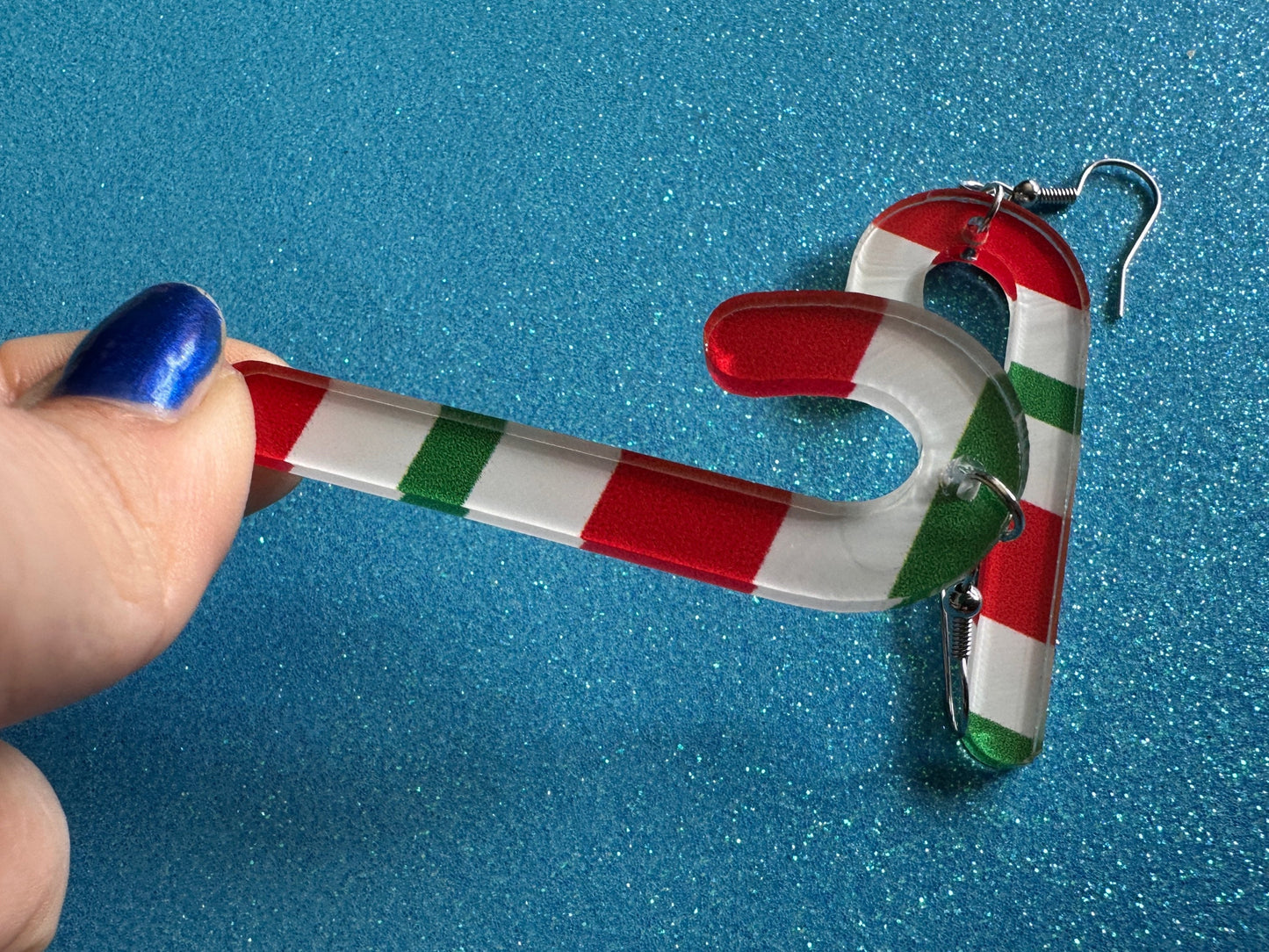 Candy Cane Earrings: Laser Cut Acrylic Christmas Earrings, Holidays, Dessert, Holidays, Sweet Tooth, Best Gifts for Her/Him/Them
