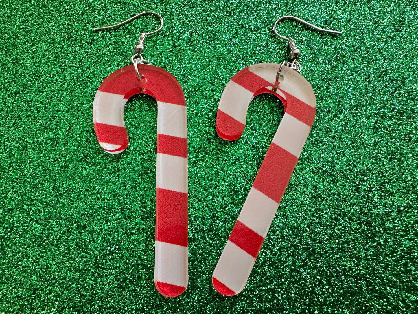 Candy Cane Earrings: Laser Cut Acrylic Christmas Earrings, Holidays, Dessert, Holidays, Sweet Tooth, Gifts for Her/Him/Them