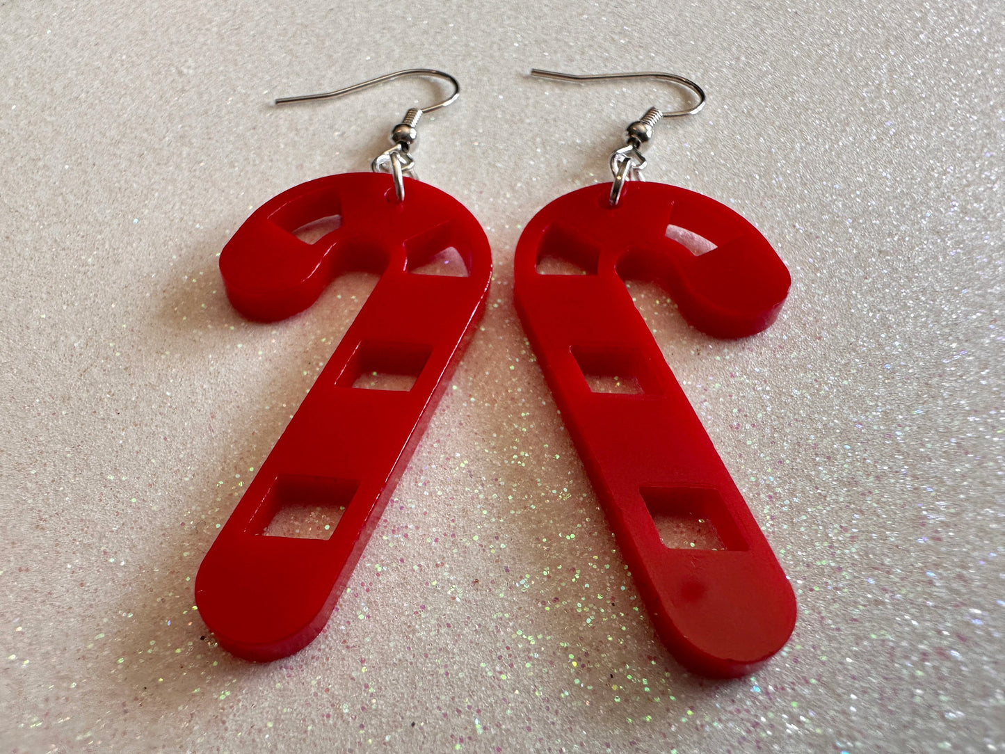 Candy Cane Earrings: Laser Cut Acrylic Christmas Earrings, Holidays, Dessert, Holidays, Sweet Tooth, Gifts for Her/Him/Them