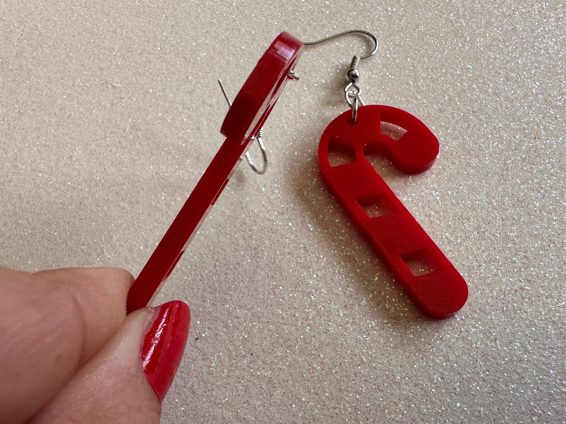 Candy Cane Earrings: Laser Cut Acrylic Christmas Earrings, Holidays, Dessert, Holidays, Sweet Tooth, Gifts for Her/Him/Them