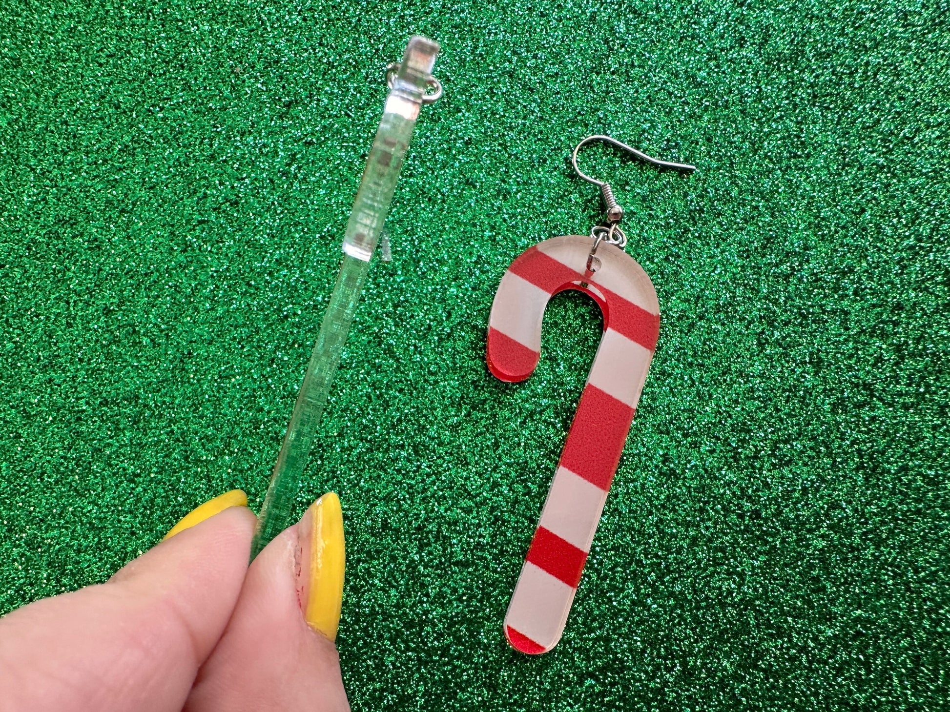 Candy Cane Earrings: Laser Cut Acrylic Christmas Earrings, Holidays, Dessert, Holidays, Sweet Tooth, Gifts for Her/Him/Them