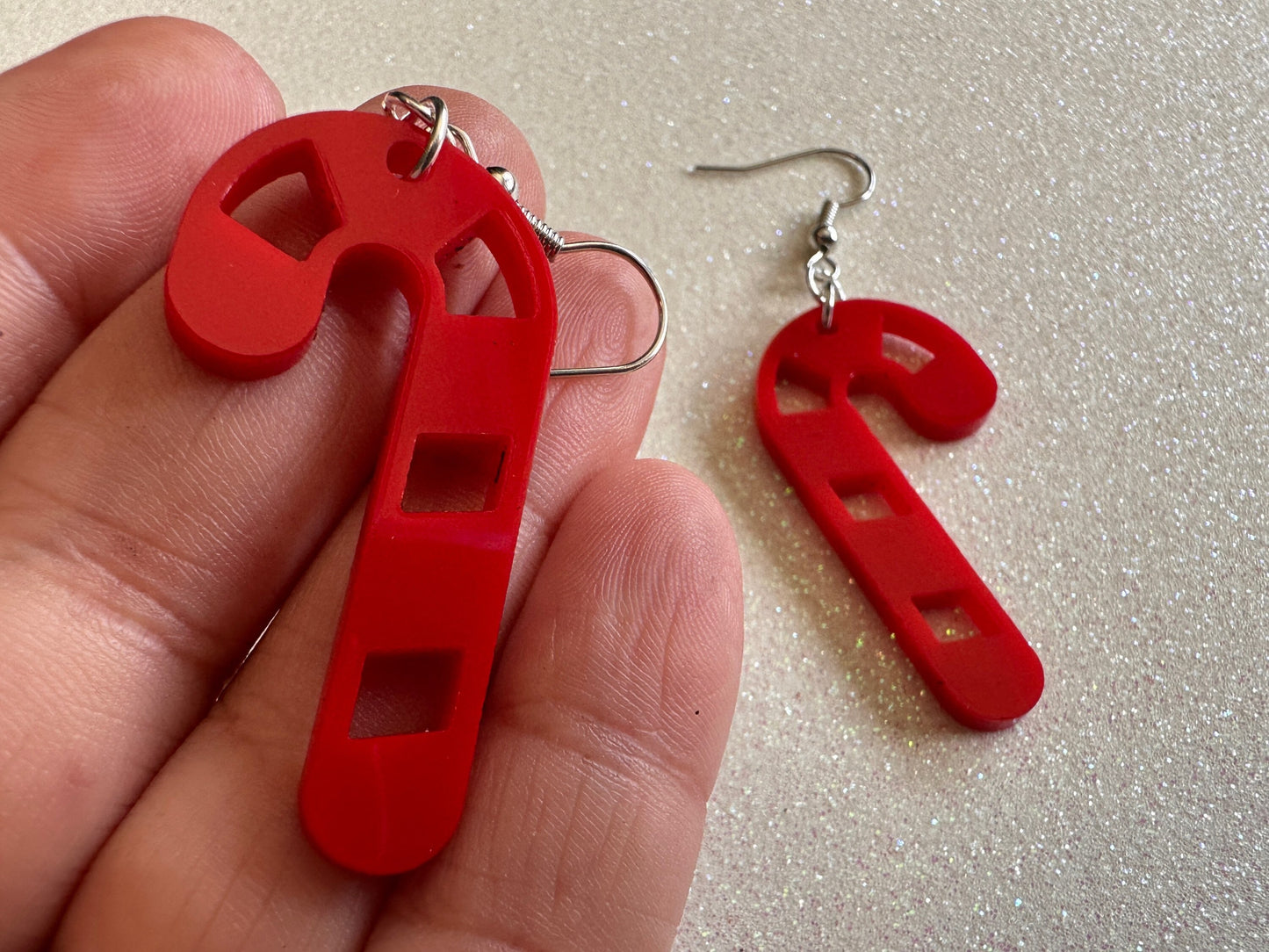 Candy Cane Earrings: Laser Cut Acrylic Christmas Earrings, Holidays, Dessert, Holidays, Sweet Tooth, Gifts for Her/Him/Them