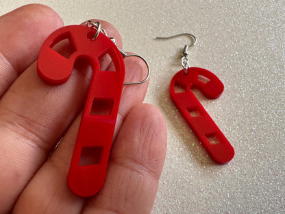 Candy Cane Earrings: Laser Cut Acrylic Christmas Earrings, Holidays, Dessert, Holidays, Sweet Tooth, Gifts for Her/Him/Them