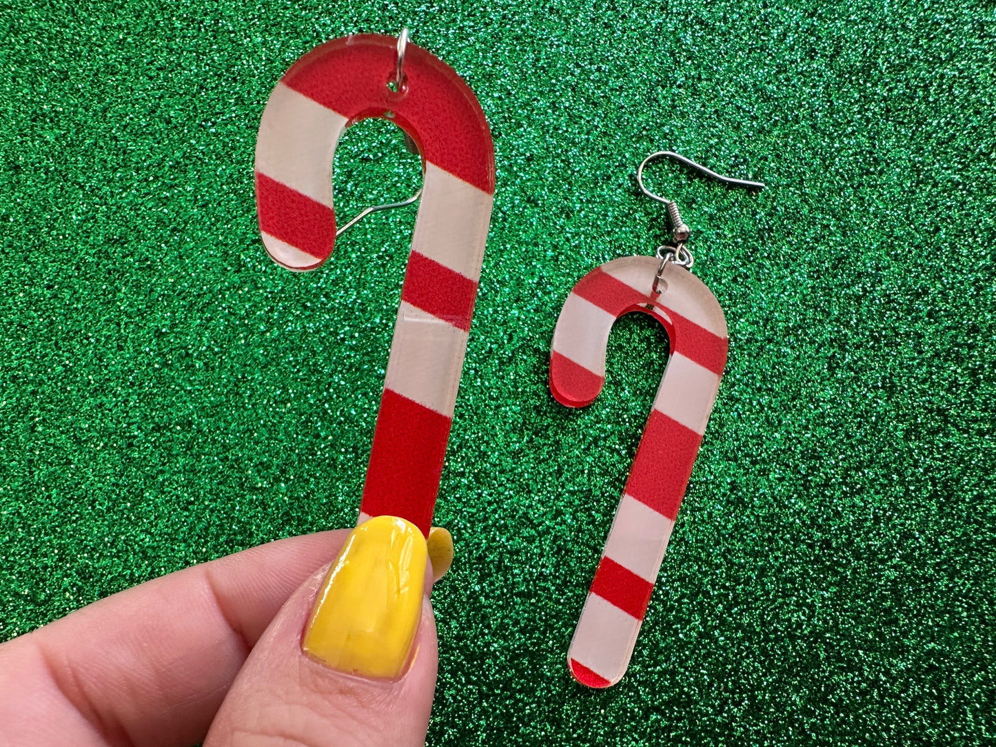 Candy Cane Earrings: Laser Cut Acrylic Christmas Earrings, Holidays, Dessert, Holidays, Sweet Tooth, Gifts for Her/Him/Them