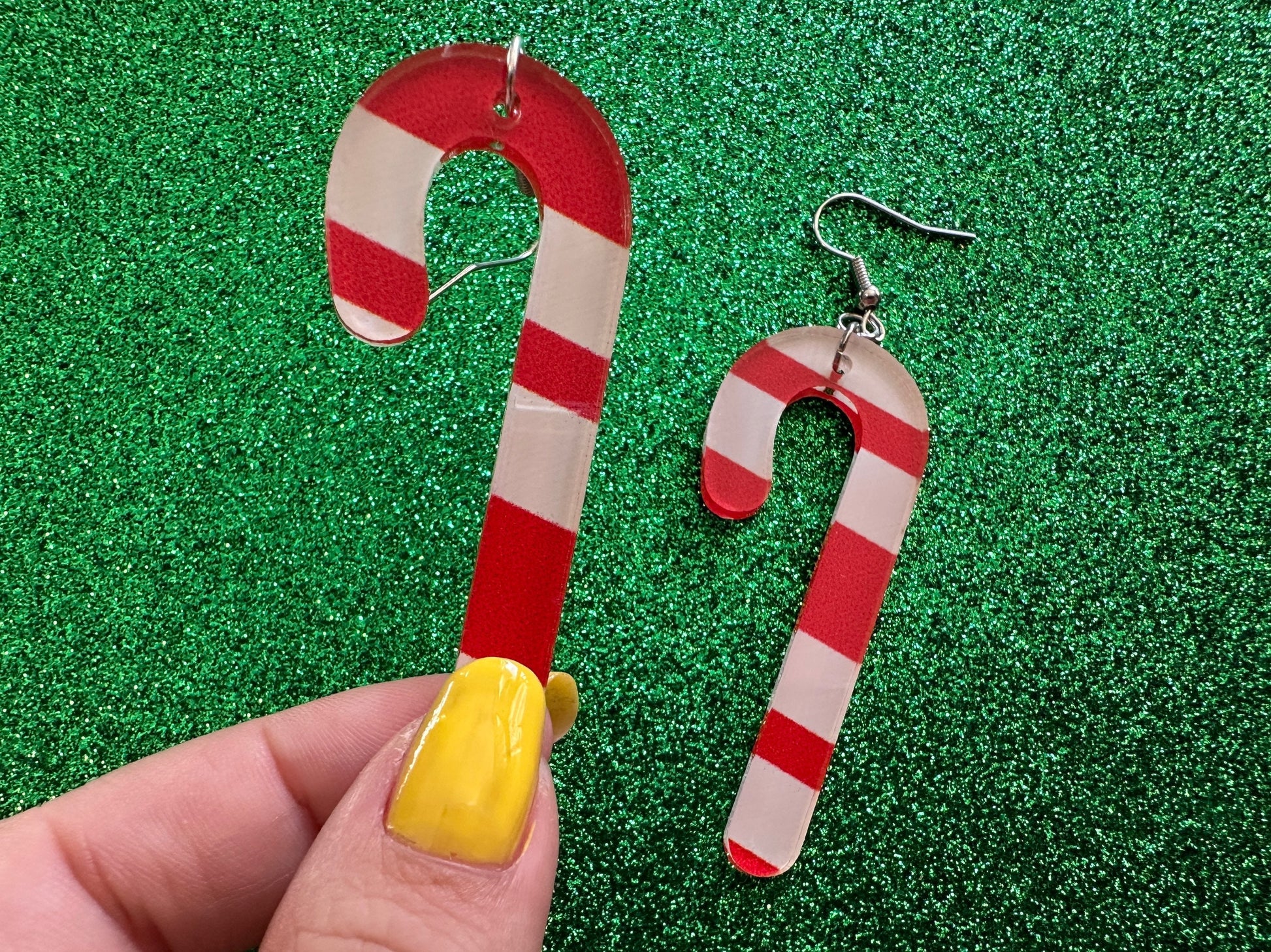 Candy Cane Earrings: Laser Cut Acrylic Christmas Earrings, Holidays, Dessert, Holidays, Sweet Tooth, Gifts for Her/Him/Them