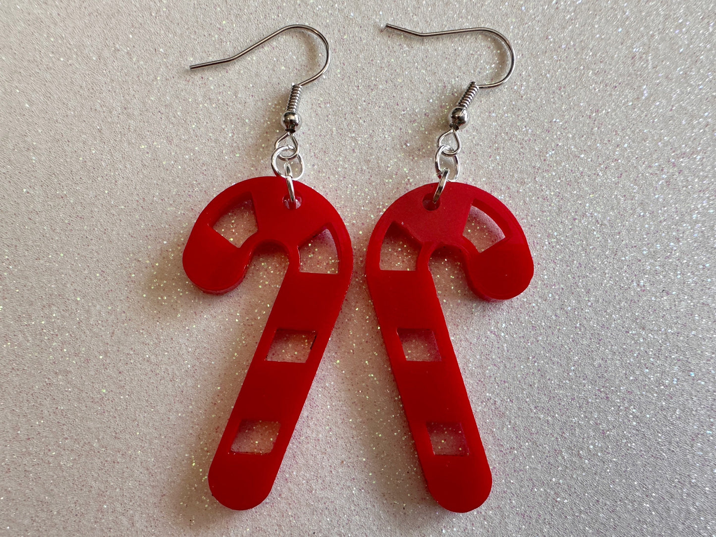 Candy Cane Earrings: Laser Cut Acrylic Christmas Earrings, Holidays, Dessert, Holidays, Sweet Tooth, Gifts for Her/Him/Them