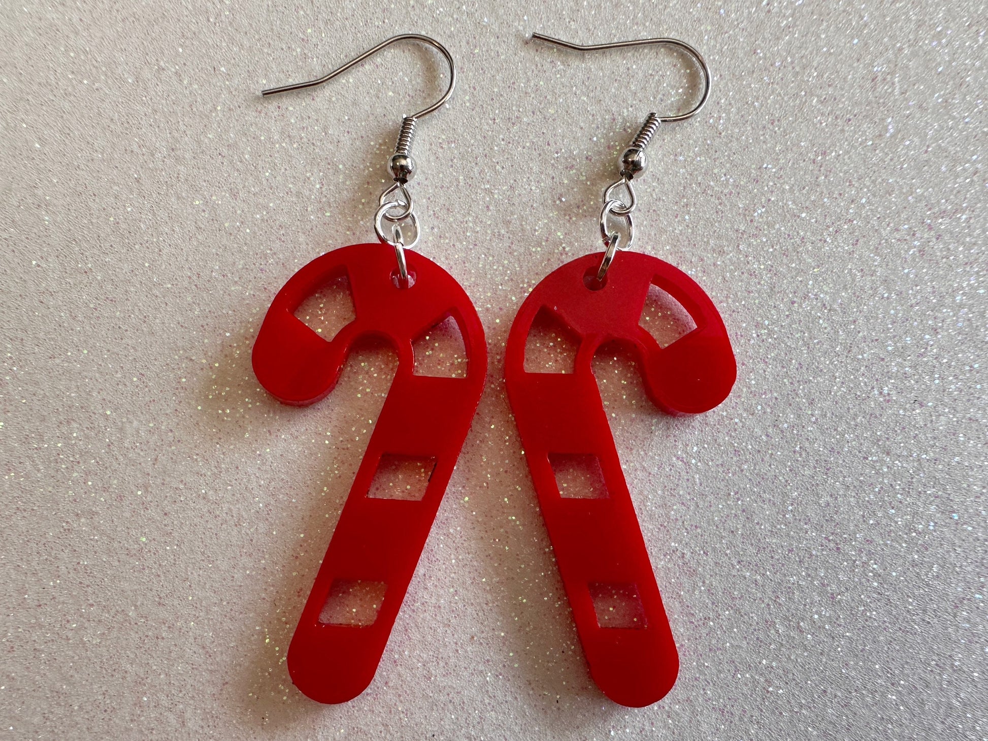 Candy Cane Earrings: Laser Cut Acrylic Christmas Earrings, Holidays, Dessert, Holidays, Sweet Tooth, Gifts for Her/Him/Them